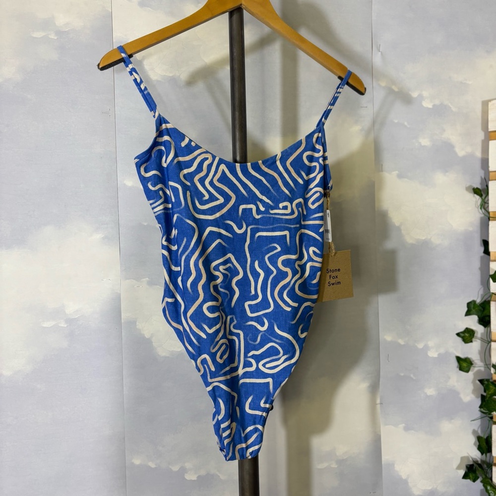 NWT Stone Fox Swim Blue and White One Piece